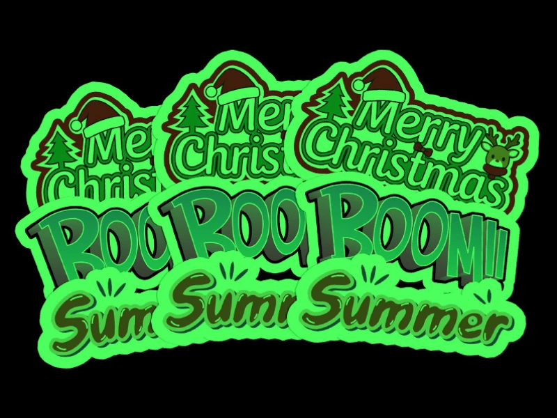 Full-color custom die-cut glow-in-the-dark stickers with green afterglow